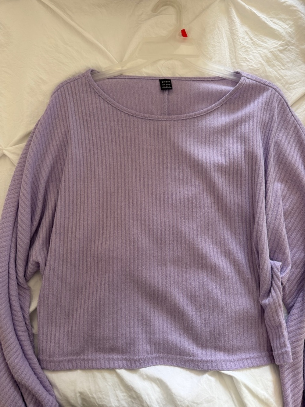 Light Purple Ribbed Long Sleeve Top